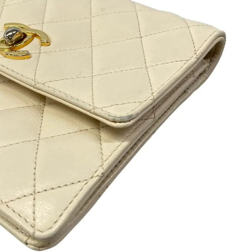 Chanel Matelasse Shoulder Bag Cream Gold